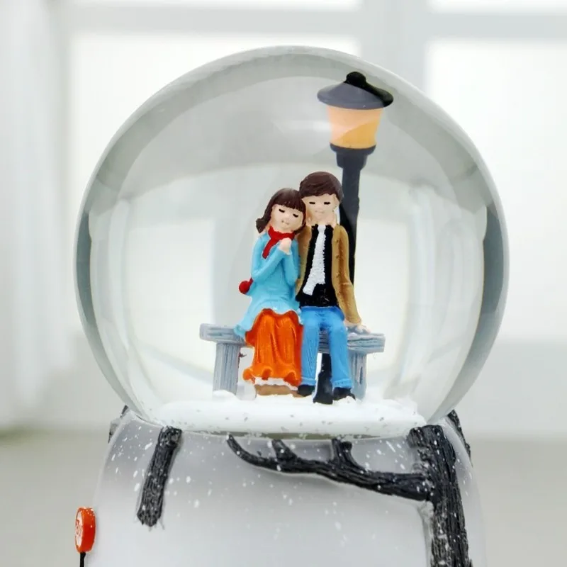 Музыкальная шкатулка в виде хрустального шара с светильник снежинки Рождество