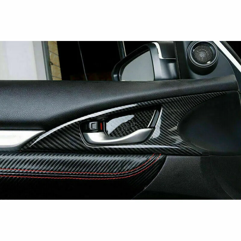 Carbon Fiber Style Door Handle trim Cover For Honda Civic 2016-2018 4pcs Set Car | Interior Mouldings