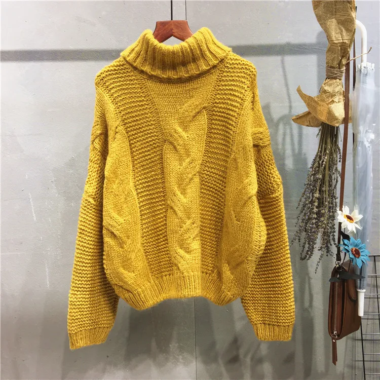 Осень-зима 2019 Для женщин пуловер свитер корейский стиль Винтаж твист трикотажная