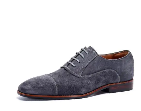 

Wholesale Handmade Square toe Suede Leather Man Shoes Fahion Men's shoes Oxfords Lace up Shoes for men