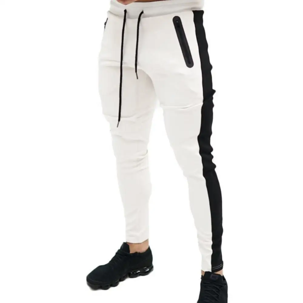 

Sporty Men Autumn Color Block Drawstring Pockets Skinny Jogging Pencil Pants Men Casual Drawstring Pockets Slim Trousers M-3XL