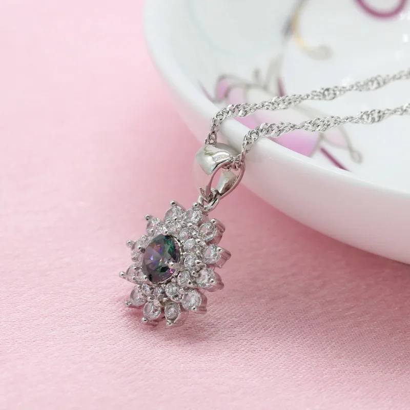 Колье серьги браслет подвеска кольцо изысканный цветок разноцветный кубический