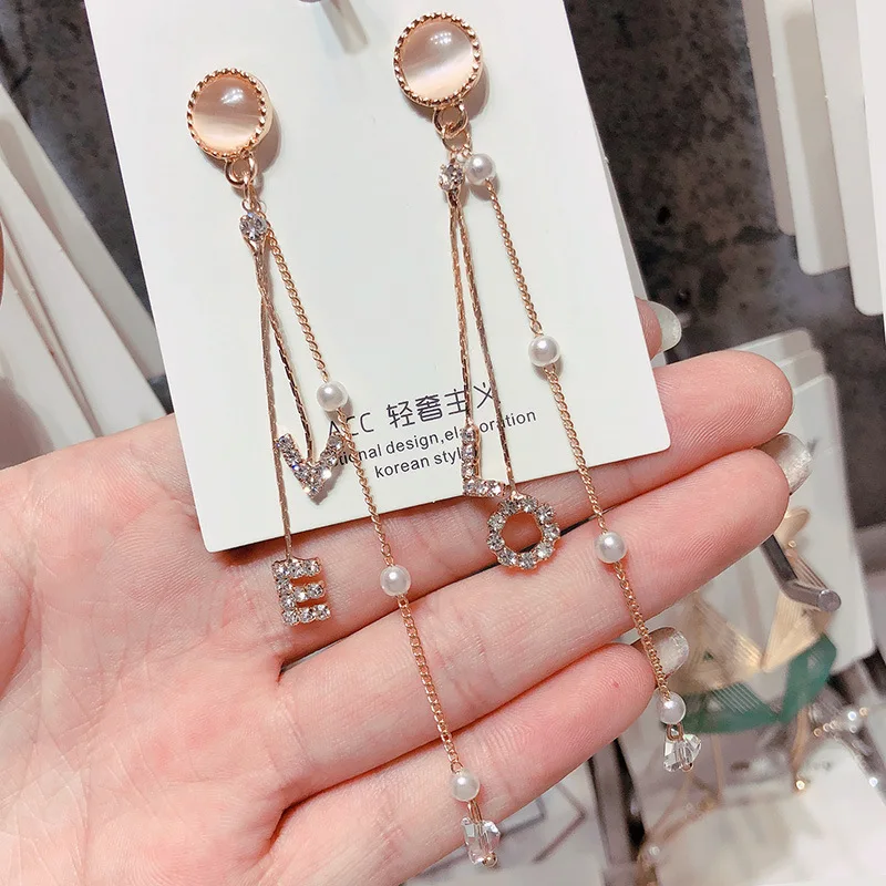 Серебряные иглы длинные женские серьги с жемчугом модные темперамент простые анти-аллергические серьги летние индивидуальные сетчатые украшения - Окраска металла: 1.99