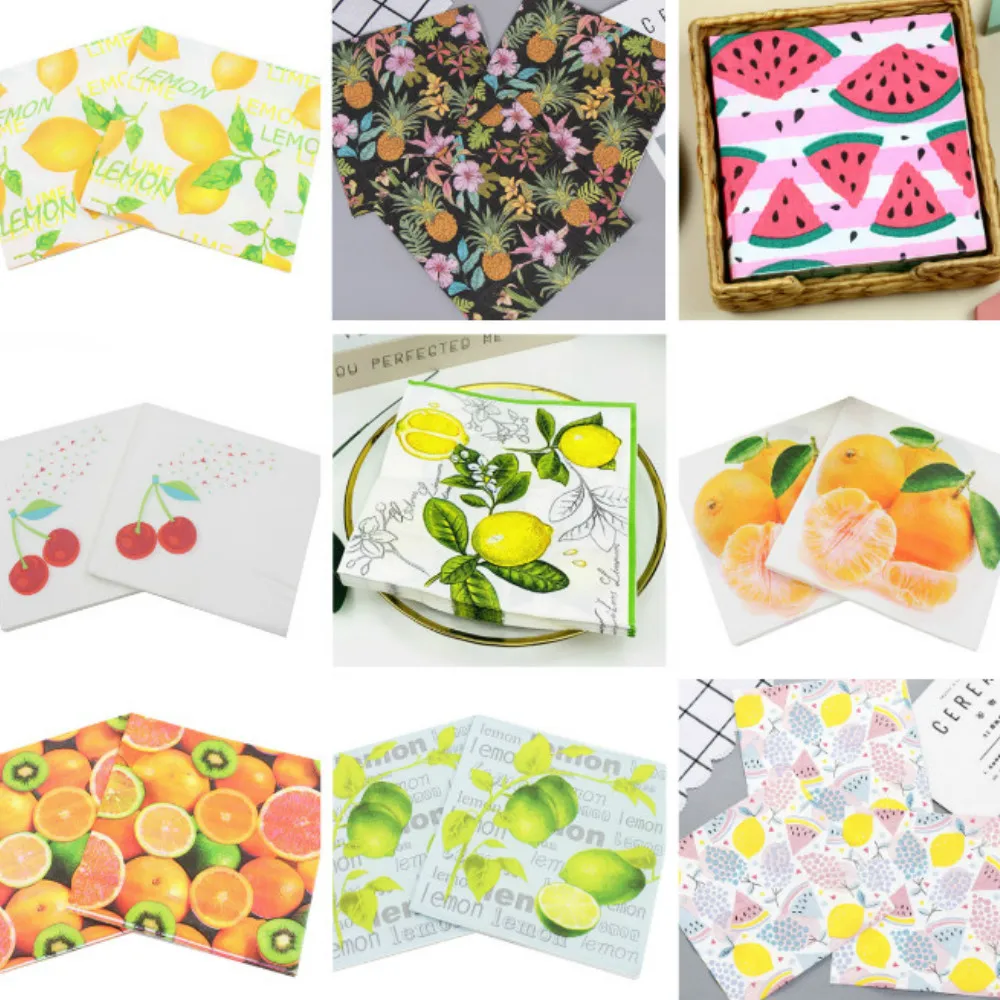Новый 20 штук лимонов Одежда с цветочным принтом здоровый салфетка для декупажа