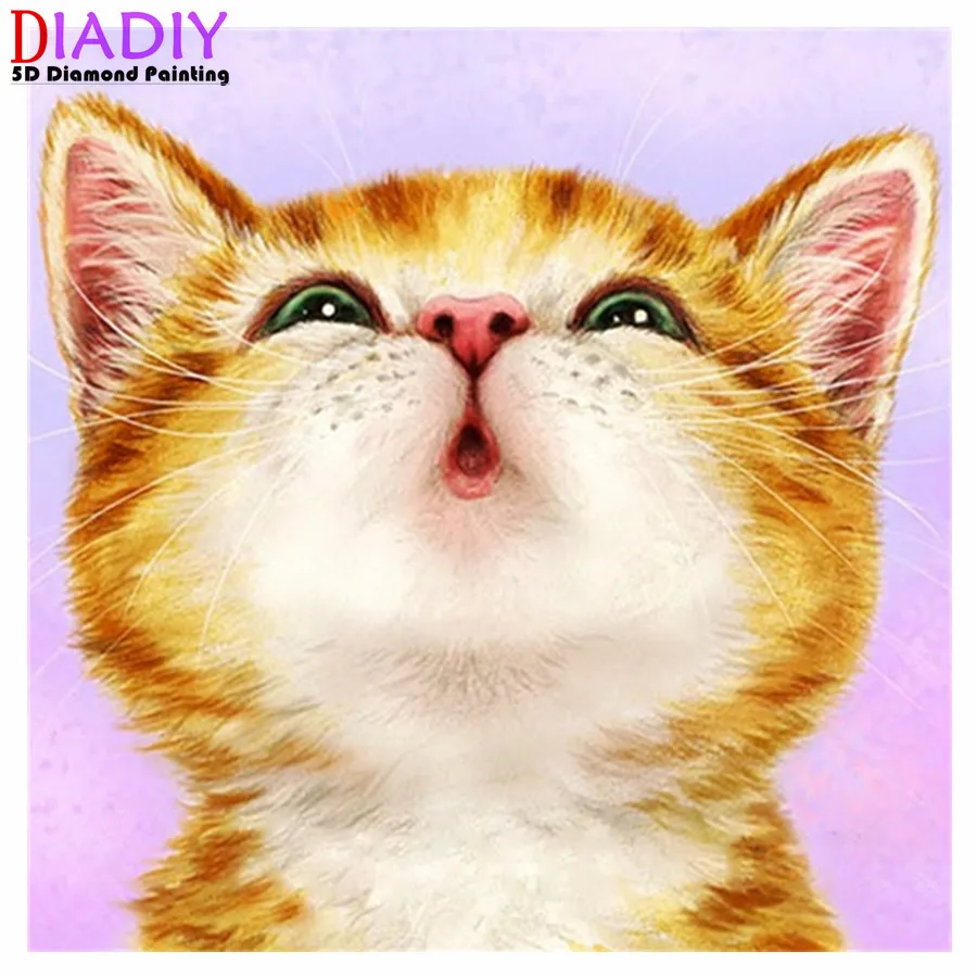 

DIADIY алмазная живопись узор Кот животные мультфильм полный квадратный/круглый 5D DIY наборы для вышивки крестиком Картина мозаика подарок
