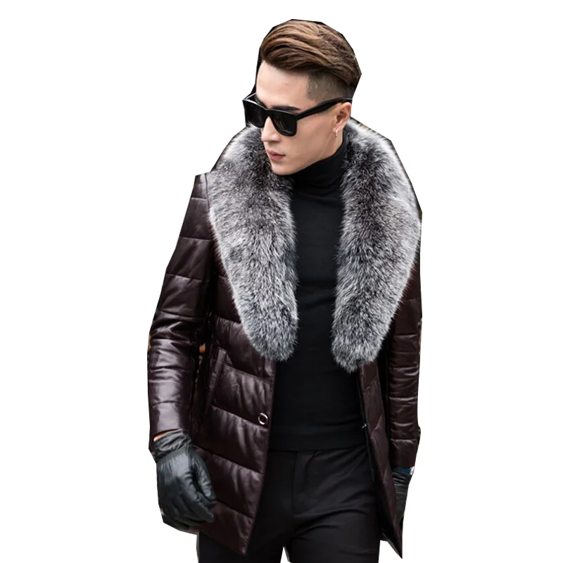 

Japan and South Korea winter jacket leather cotton coat men's large size stand-up collar leather coat coat