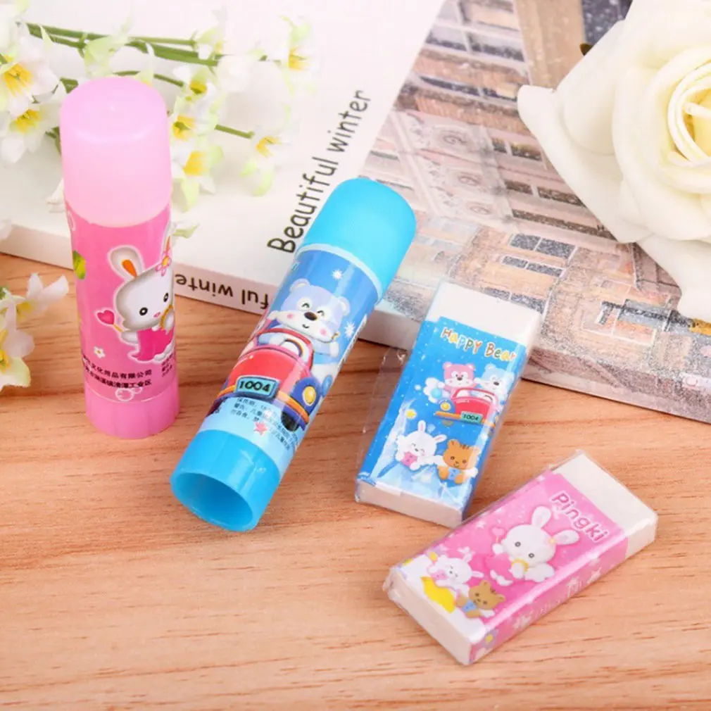 1 Набор мультипликационный кавайный карандаш линейка точилка для ушей 9 в