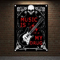 rock and roll stickers band posters banner flag music training background wall painting piano musical instrument store decor 3