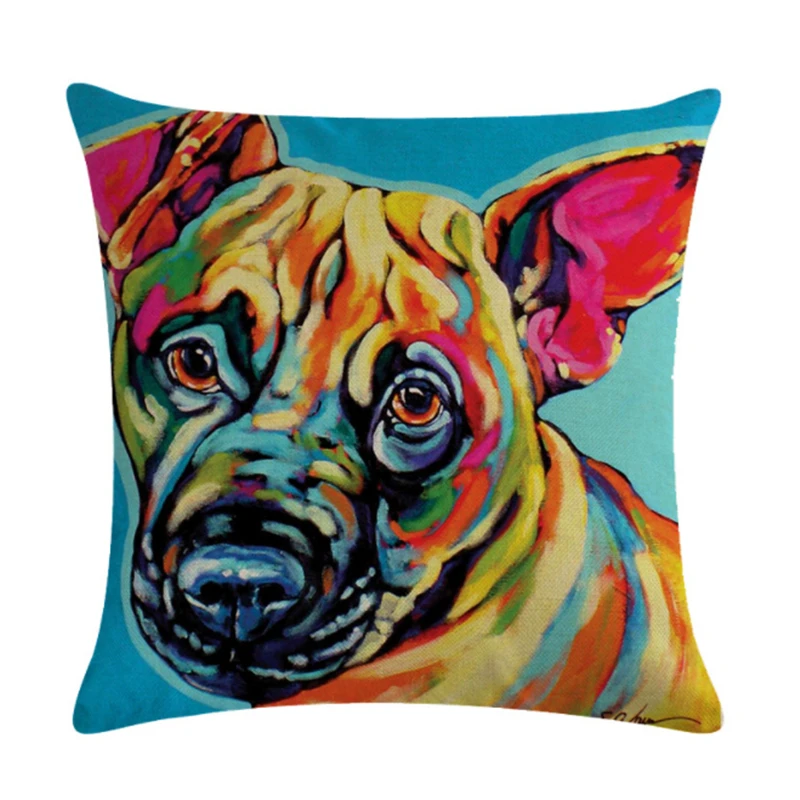 Оригинальная наволочка для подушки с собакой хлопковая льняная диванной