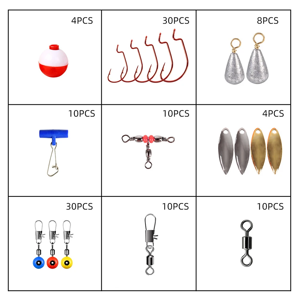 

Fishing Accessories Kit Fishing Tackle Lure Set Sea Fishing Gear Set Gifts For Men Father Boyfriend 263PCS Fishing Accessories
