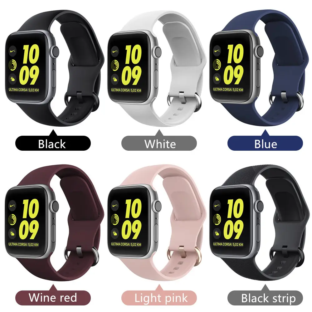 

Sport strap for Apple watch band 44 mm 40mm iWatch band 38mm 42mm Liquid Silicone watchband bracelet Apple watch 5 4 3 2 1 44 40