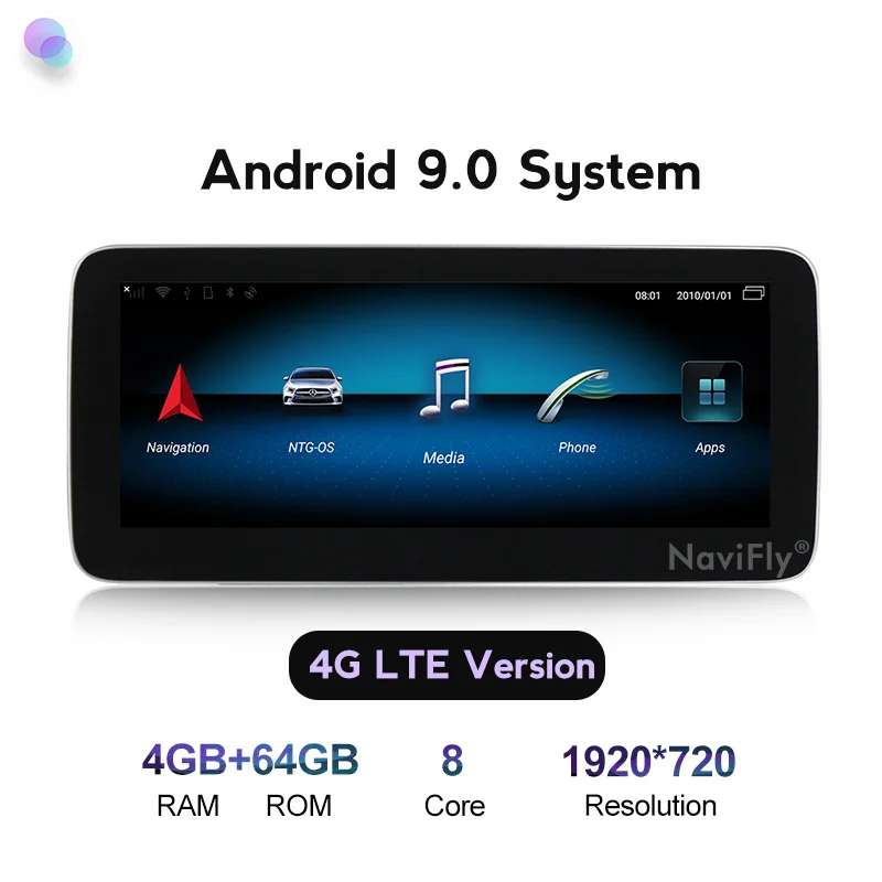 64G 8Core NaviFly 10,2" ips экран 8 ядерный Android 9,0 автомобильный gps-навигатор плеер для Mercedes Benz C Class W205- NTG5.0 с WIF - Цвет: 64G 8Core