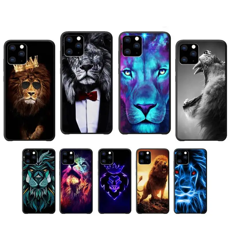 Мягкий черный Чехол Fiercely Lion из ТПУ для Iphone Se 2020 6 6s 7 8 Plus X Xs Max Xr 11 12 Pro Coque | Мобильные