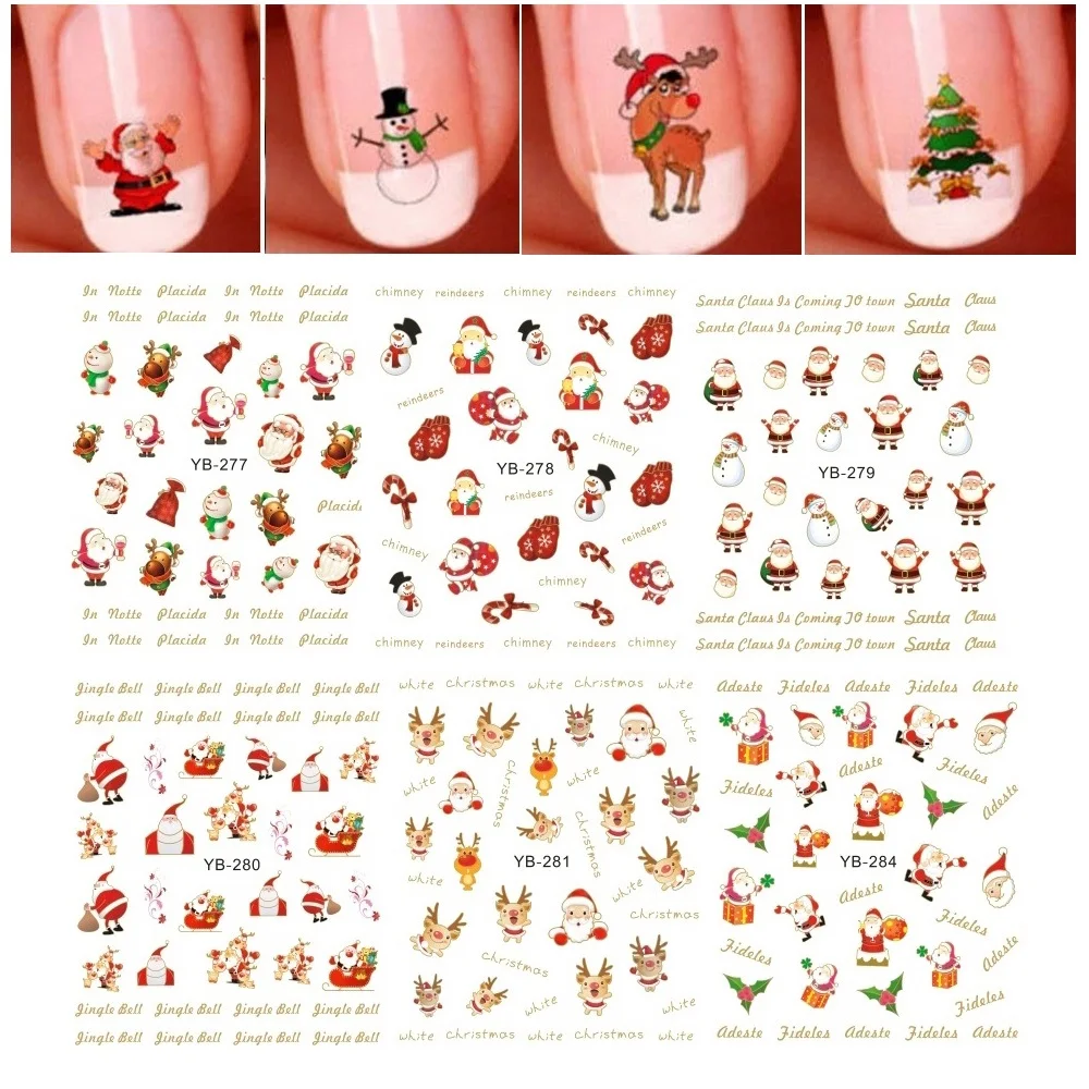 Наклейки для ногтей 12 шт./лот в рождественском стиле водная наклейка слайдер Дед
