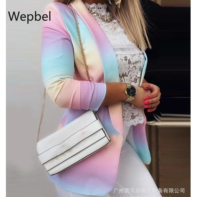 

Женский блейзер с контрастным принтом, с длинным рукавом