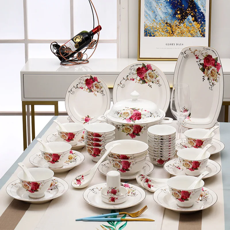 

Manufacturers selling Jingdezhen ceramic tableware rose bone China set dishes