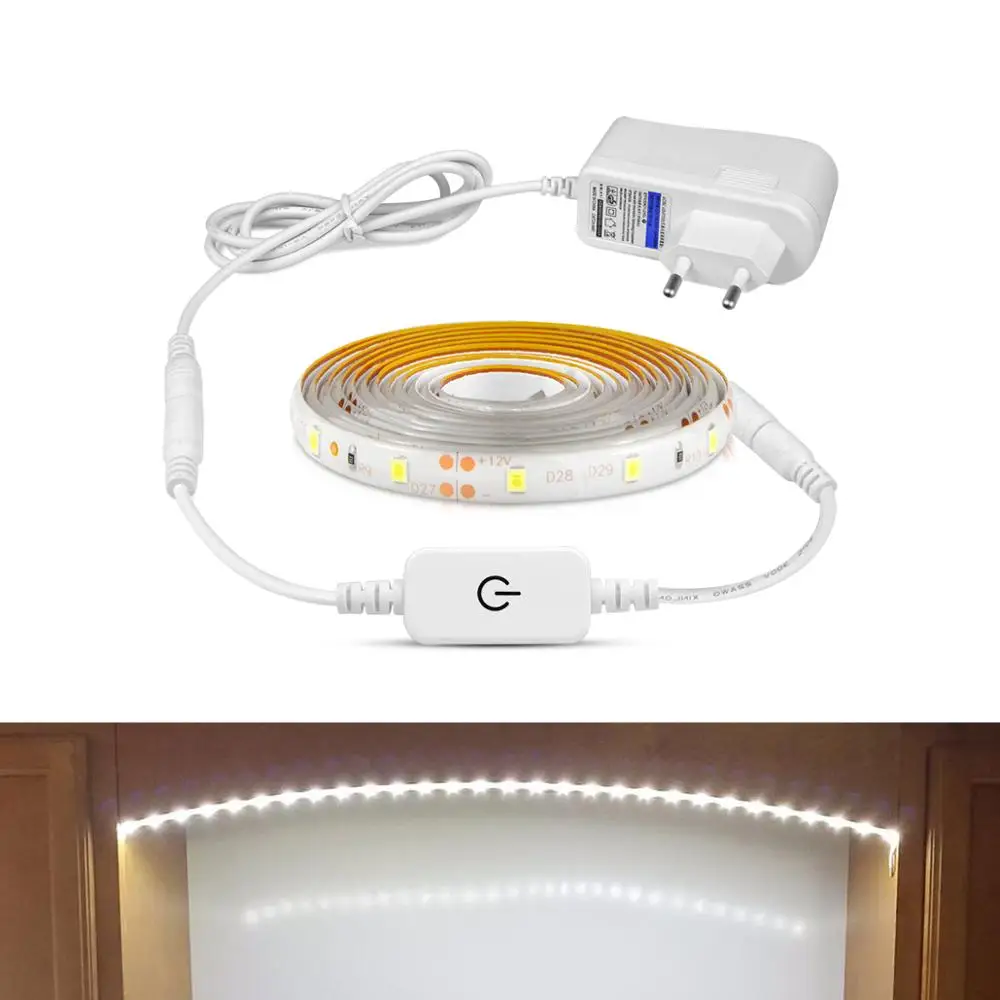 Затемнения светодиодный светильник полосы DC12V AC220V 2835 гибкий сенсорный Сенсор переключающий диод лента для передачи данных 1 M/2 M/3M/4M/5 M ТВ Подсветка светодиодный светильник лента