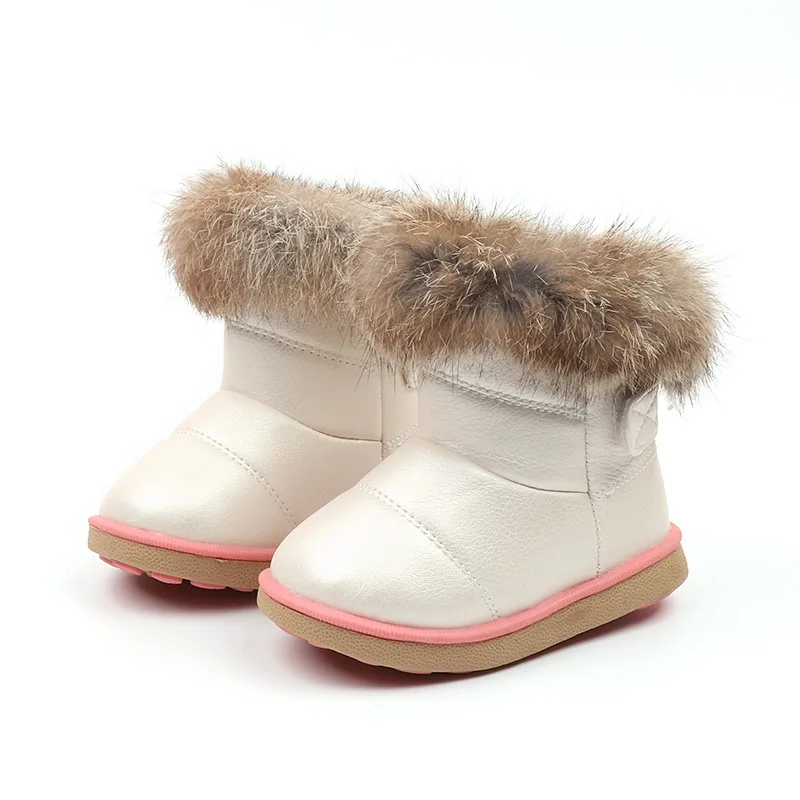 

Зимние хлопковые ботинки для девочек, детские короткие ботинки с кроличьим мехом, Детские студенческие водонепроницаемые и теплые зимние б...