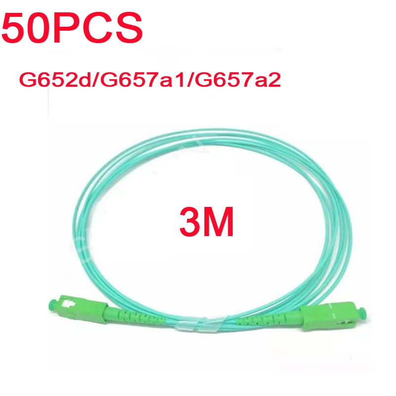 

3 Meter 50PCS Patch cable SC/APC SX Core 1.6mm Single Mode G652D/G657A1/G657A2 Aqua LSZH Jacket Fiber Optic Patch Cord