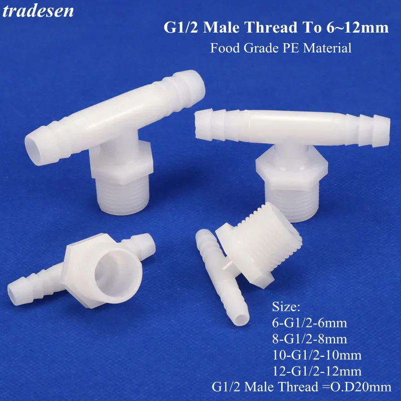 G1/2 To 6~12mm PE Hose Pagoda Connector Aquarium Garden Silicone Tube 3-Way Joints Irrigation Drip Water Pipe Fittings | Дом и сад
