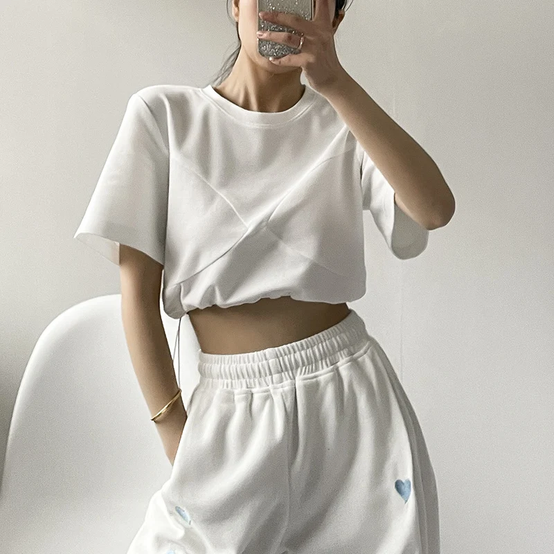 

Пуловер TVVOVVIN с круглым вырезом, свободная облегающая короткая футболка с завязкой на талии, женские топы в стиле джаз, хип-хоп, топы 6B2E