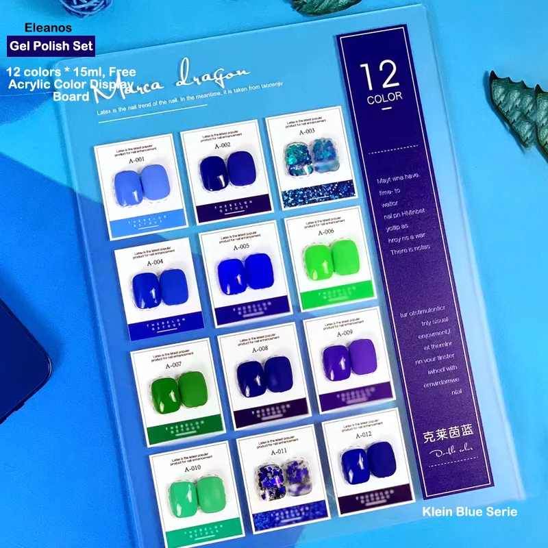 

Новое поступление от Eleanos, набор гель-лаков серии Klein Blue, 15 мл, стеклянная бутылка, светодиодный гель для УФ-лампы, требуется верхнее покрытие,...