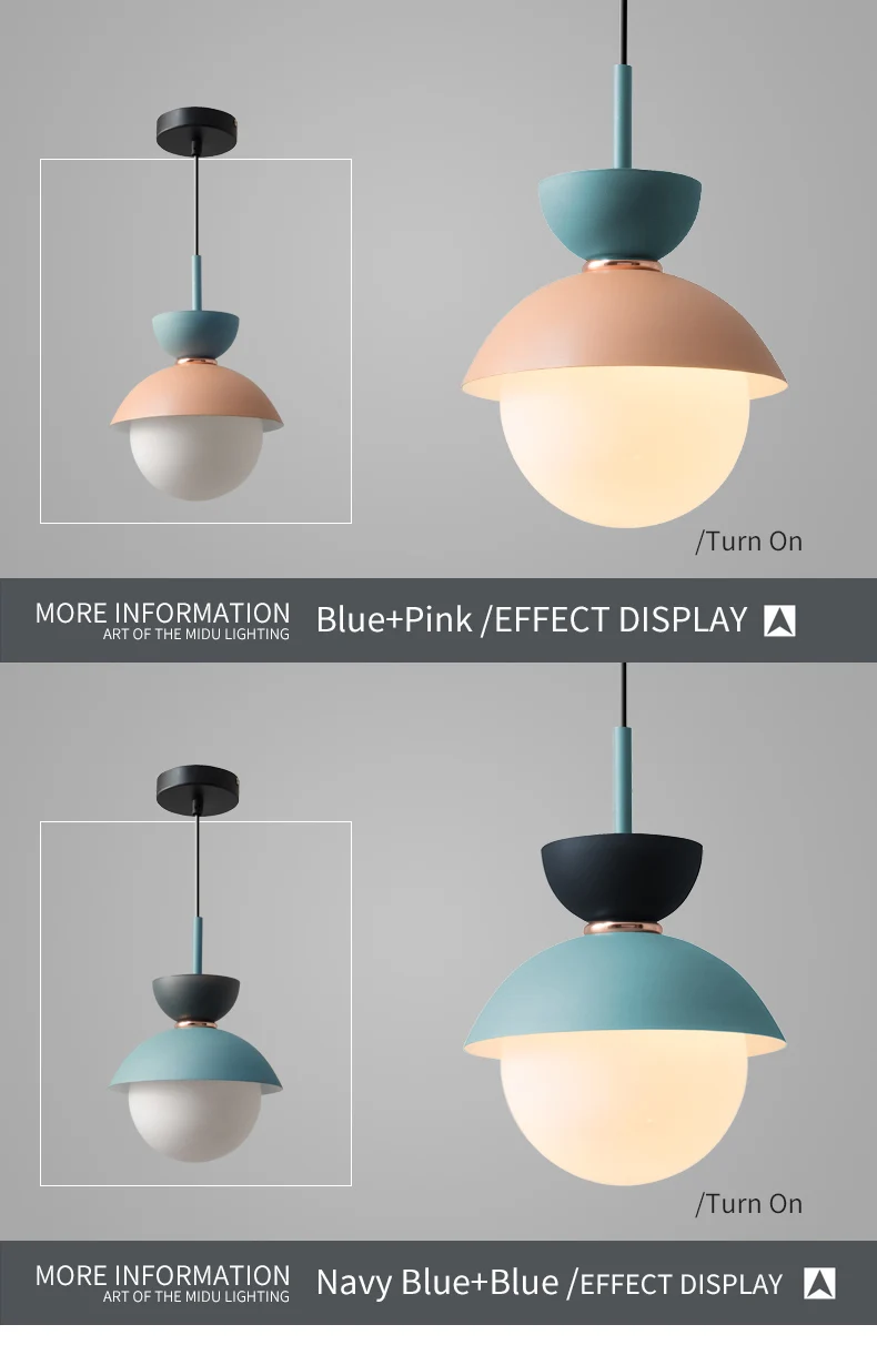 BOTIMI Modern LED Pendant Lights With Glass Lampshade For Dining Room Colorful Restaurant Hanging Kitchen Lighting Fixtures