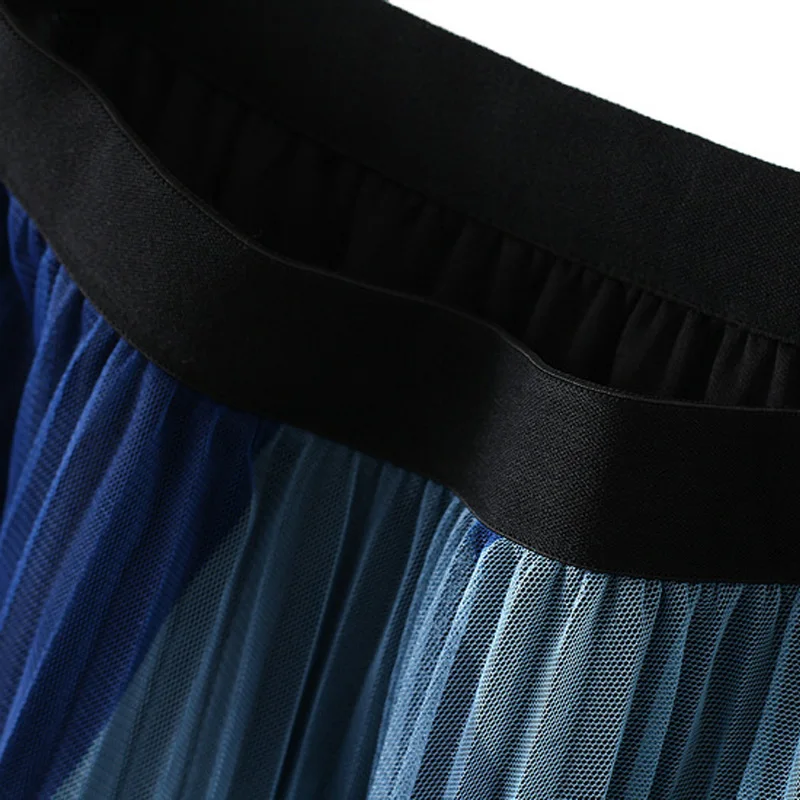 Женская плиссированная юбка-трапеция длинная клетчатая юбка из фатина в стиле