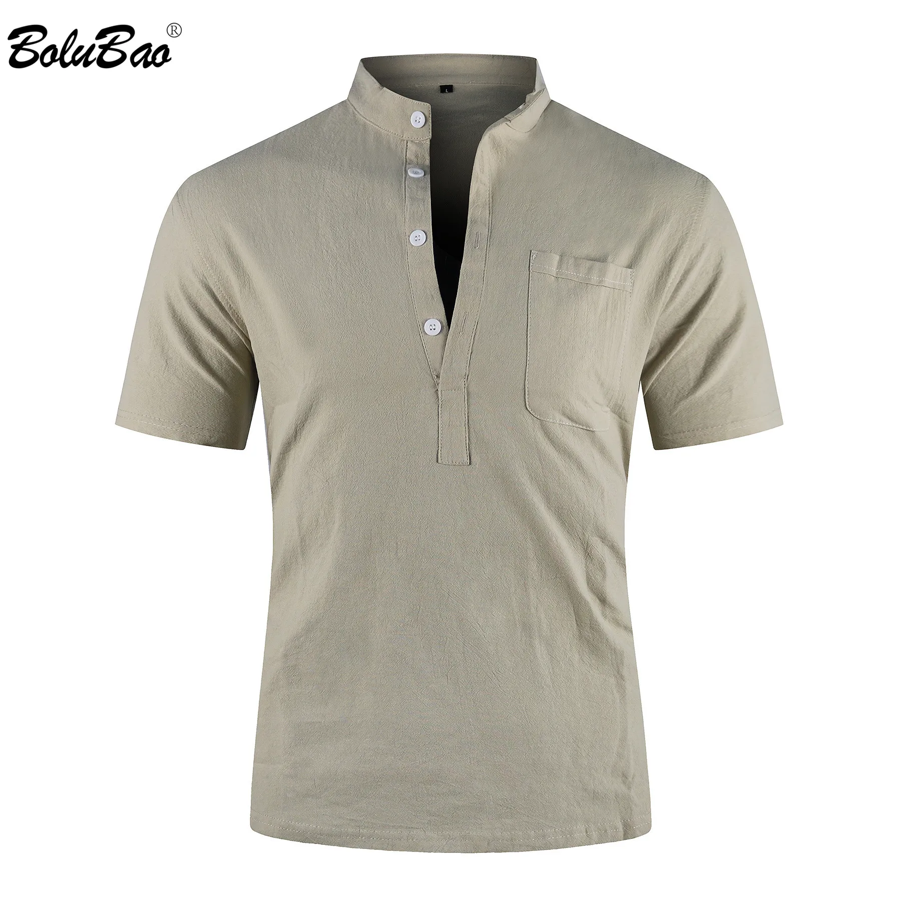 BOLUBAO Casual Solid Color Polo Shirts Men 2022 New Loose Top Half-Breasted Short-Sleeved Brand Polo Shirt Male
