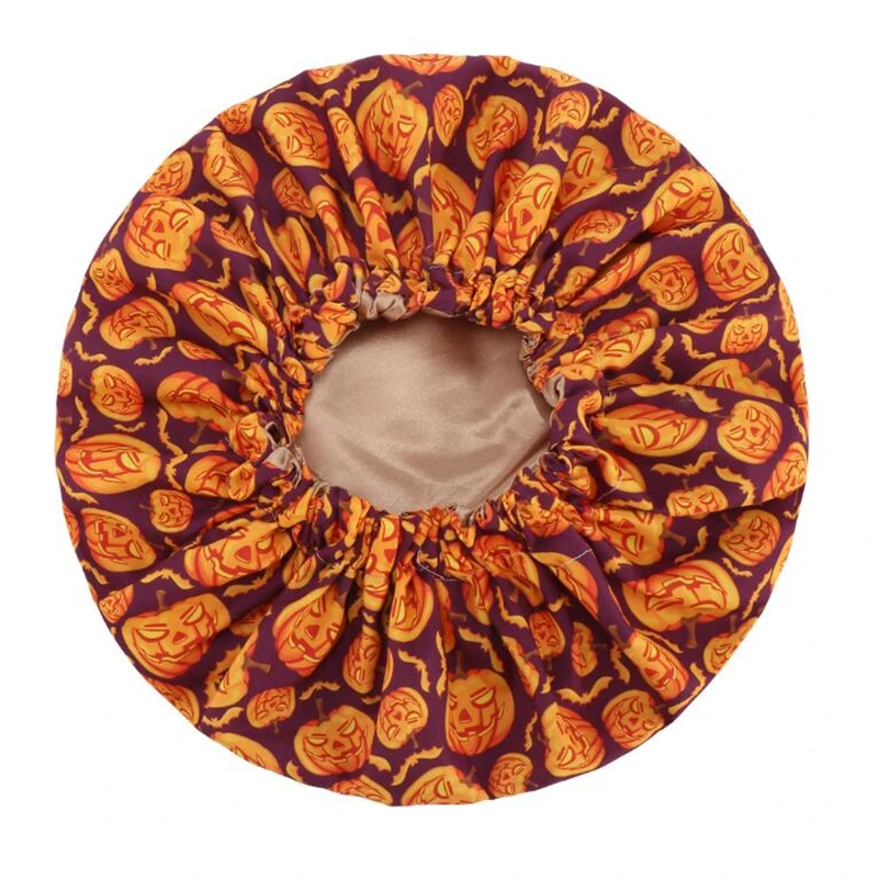 

Women African Floral Print Satin Night Sleep Elastic Bonnet Hat Hair Care Cap Head Wrap Large Head Wear Ladies Hair Styling Cap