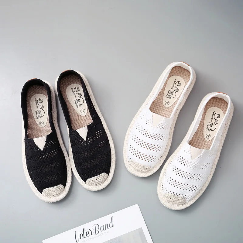

Fisherman Shoes Women Loafers Summer Hollow Breathable Fashion Casual Slip-on Flats Shoes All-match White Hollow Air Mesh Flats