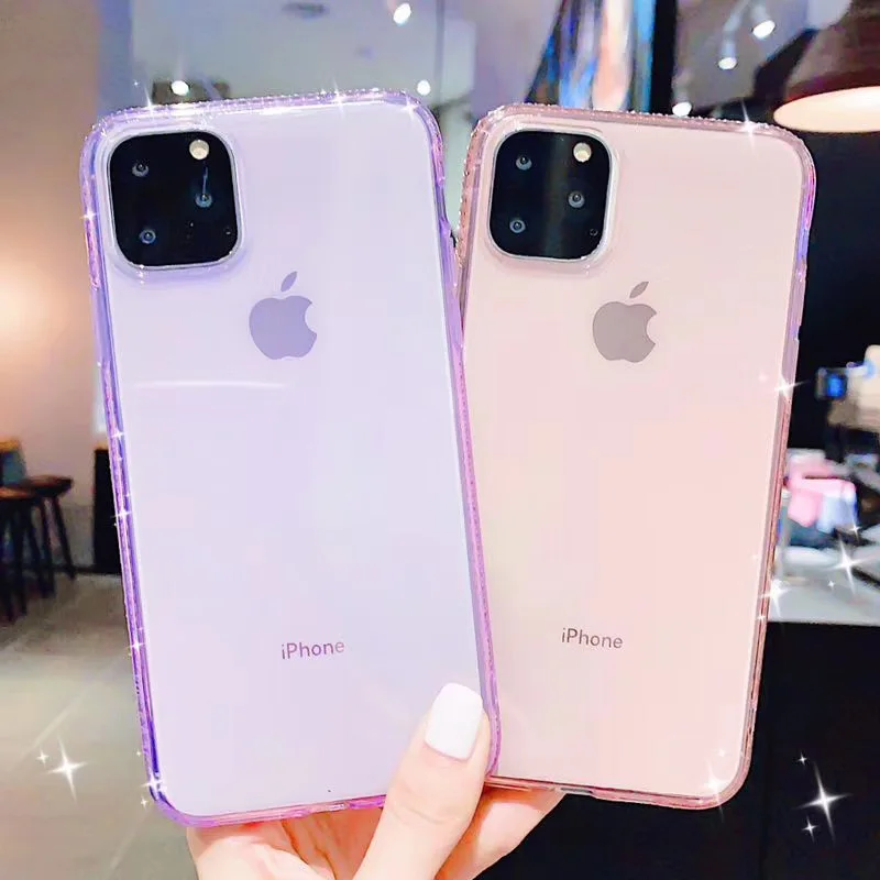 Для iphone 12 11 pro Max Case se 7 8 Plus Mini Bling Rhinestone мягкий прозрачный чехол для 6 6s 5 5s чехол|case for