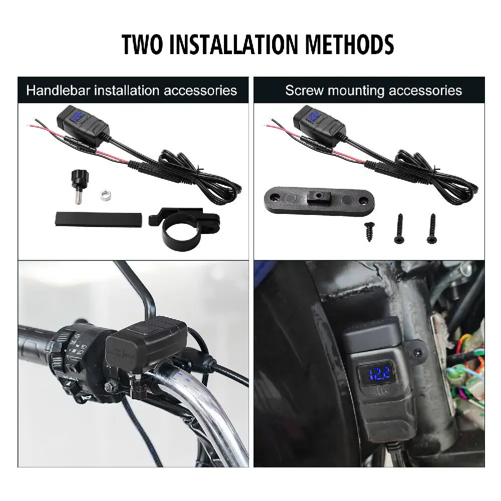 motorcycle vehicle mounted charger waterproof usb adapter 12v phone dual quick charge 3 0 voltmeter on off switch moto equipment free global shipping