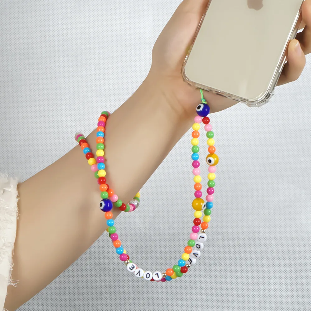 

2021 New Hot Mobile Phone Chain Acrylic Cell Phone Anti-lost Long Lanyard Crystal Hanging Neck Chain for Women Girls