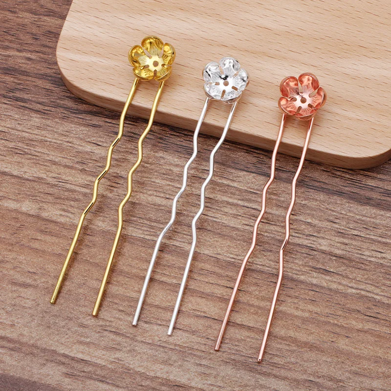 Зажим для волос с 3D цветами 12 Х5 мм|jewelry accessories|base for hair clipshairpin base |