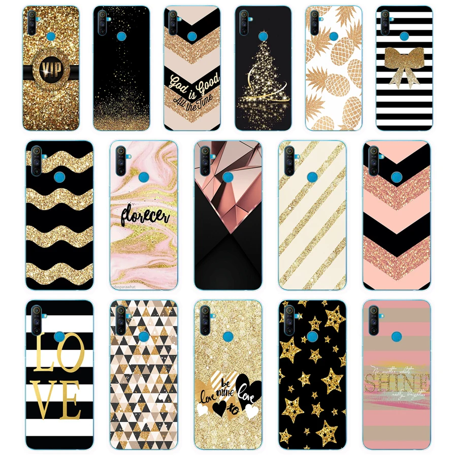 37; Цвет: розовый, золотистый; Черного цвета с блестками с оборками подарок чехол для телефона из мягкого силикона ТПУ с рисунком крышка чехол для телефона для OPPO A1K A5S A7 AX7 A5 A9 2020 Realme C3 чехол