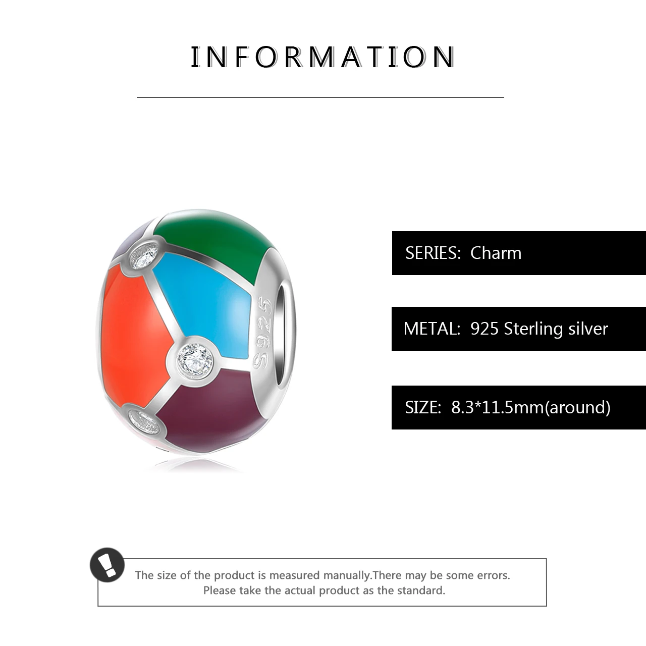 

925 Sterling Silver Shining CZ Colorful Enamel Beads DIY Jewelry making fit Original europeu Charms Bracelet Beads fine Necklace