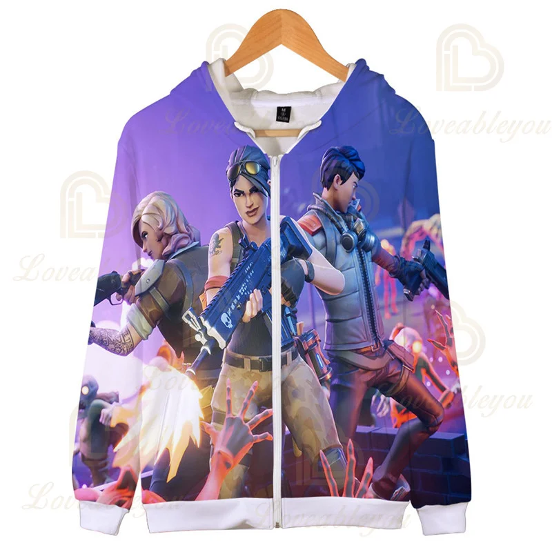 Fortnites Clothes Fortress Night Zip Sweatshirt Long Sleeves Children Teens Fall Boy Girls Battle Royale Graphic Shirts | Женская одежда