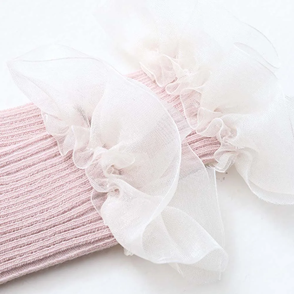 

Spring Summer Korean Flower Lace Knee High Sock for Baby Girls Non-slip Princess Cotton Toddler Ruffle Socks