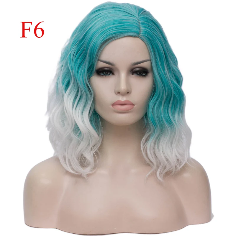 MSIWIGS Женские Двухцветные короткие розовые голубые парики короткие кудрявые 14 дюймов Синтетические волосы парик для черных белых женщин косплей боб парики