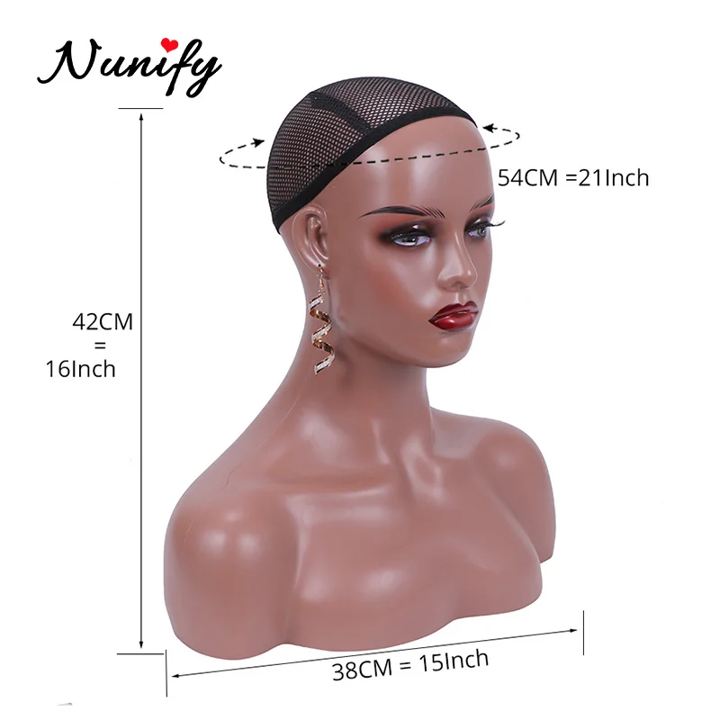 Nunify 3 Colors Mannequin Manikin Model Head Wig Cap Jewelry Hat Display Holder Stand Coffee Color Training | Шиньоны и парики