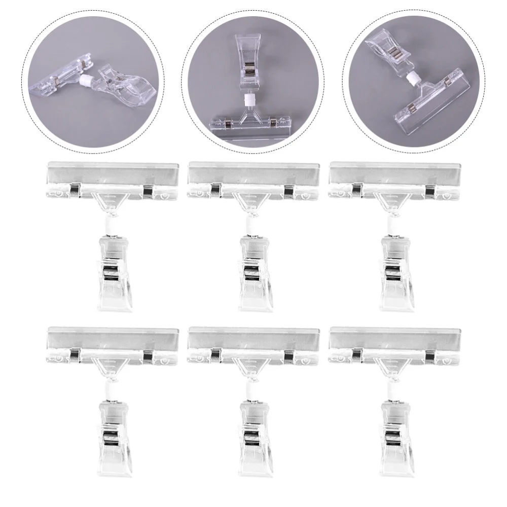 

25pcs Clear Price Tags Holder Label Holder Clamp Clip-on Holder for Supermarket