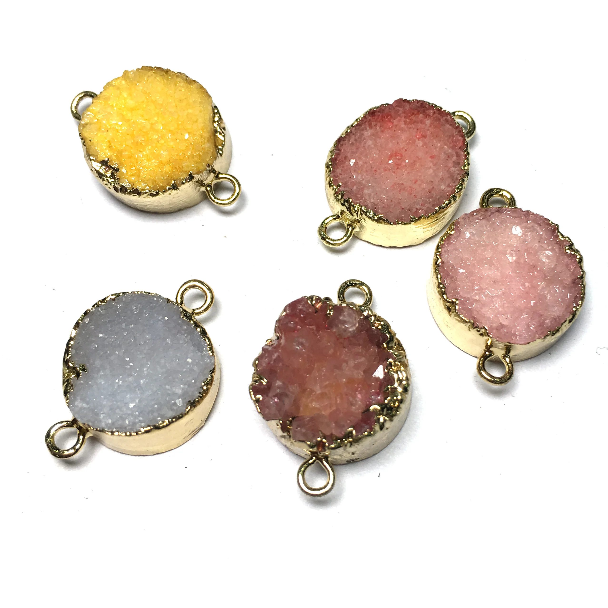 1pc natural round crystal agate random color connector fashion jewelry DIY bracelet necklace charm | Украшения и аксессуары