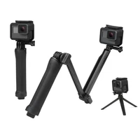 3 way monopod grip arm tripod foldable selfie stick stabilizer mount holder for gopro hero 765 sjcam sj6 sj7 sj5000 yiblack