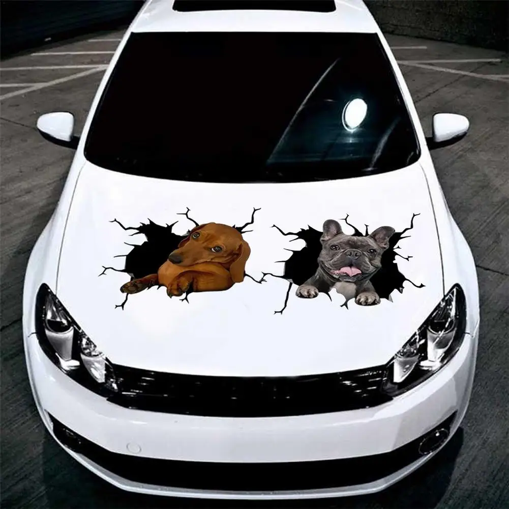 

6PCS Creative Crack Car Sticker Dogs Removable Auto Window Decal 3D Pets Stickers Automotive Exterior Accessories For Vehicle