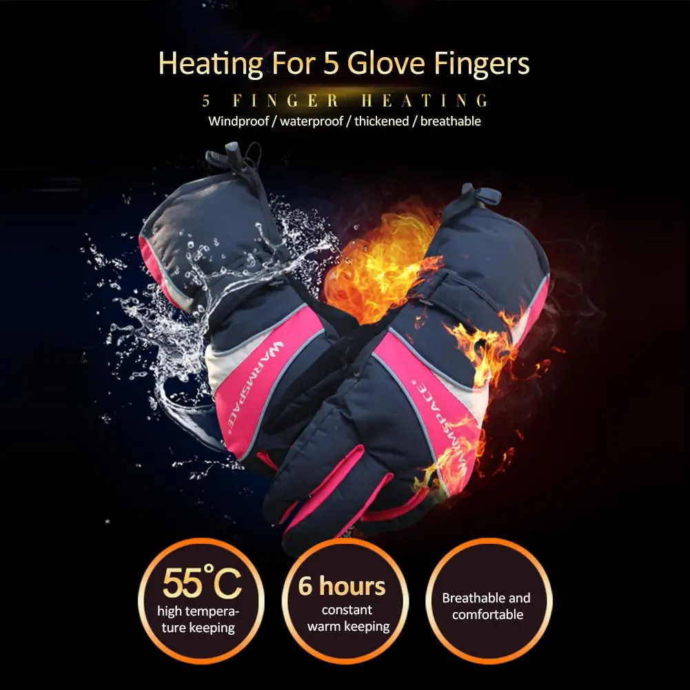 

Men Women Electric Heated Gloves Liners Outdoor Battery Powered Five Fingers Hand USB Heating Warmers Cycling Skiing Gloves