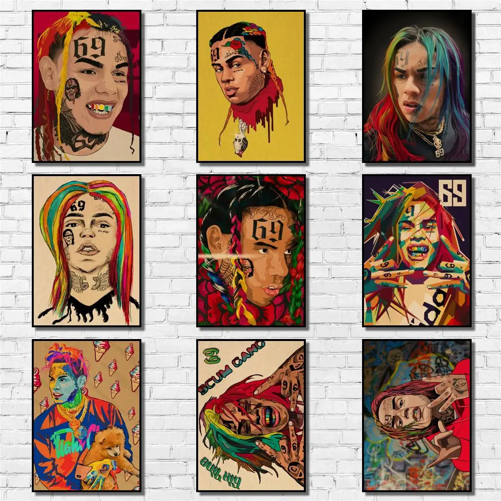

29 дизайнов 6ix 9ine плакат из крафт-бумаги Альтернативная абстрактная картина забавная Наклейка на стену для кофейни