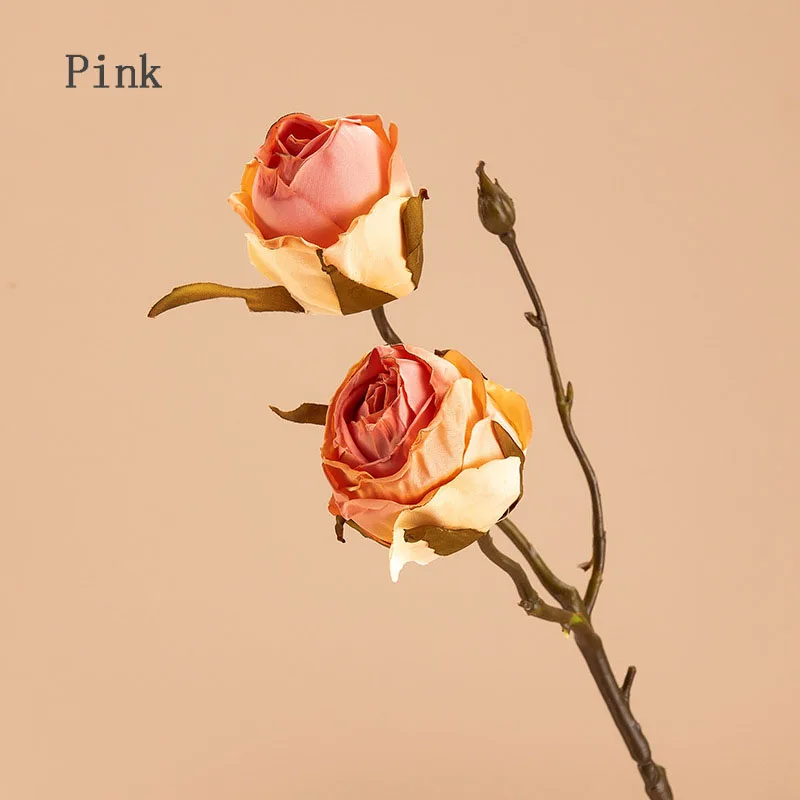 

Искусственные цветы, 2 головки розы, ветки для дома, аксессуары для свадьбы, букет розы, дорога, яркость, 5 шт.