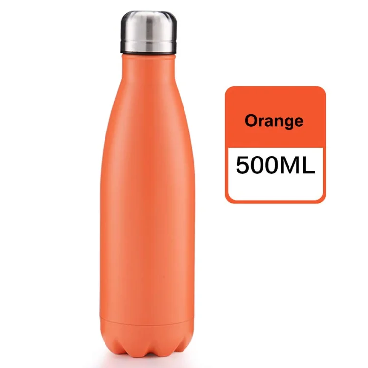 Orange Вакуумная бутылка 17 унций в форме колы, бутылка с двойными стенками из нержавеющей стали, бутылка для воды, спортивные напитки, холодная и горячая - Цвет: Orange