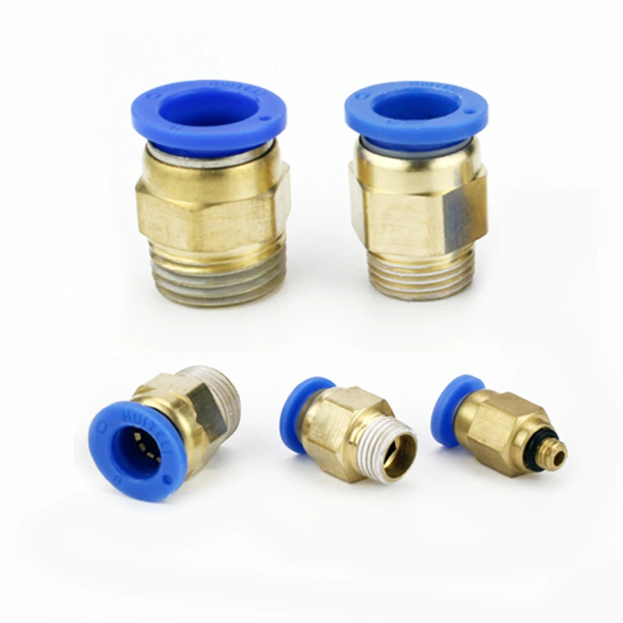 

Brass PC Pneumatic M5 1/8" 1/4" 3/8" 1/2" Male Thread Adaptor Pipe Push Fit Straight Quick Connector Fittings Adapter